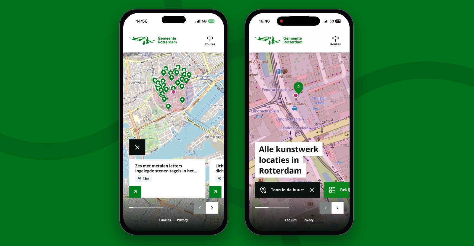 With your location on, you see which art is around you and how far away it is